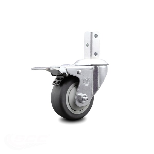 3 Inch Thermoplastic Rubber Swivel 7/8 Inch Square Stem Caster Total Lock Brake